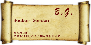 Becker Gordon névjegykártya